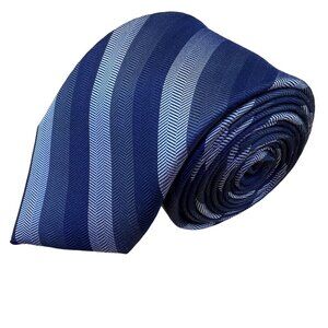 Jos A Bank Mens Blue Silk Striped Tie Classic Chevron Pattern Formal Necktie 5